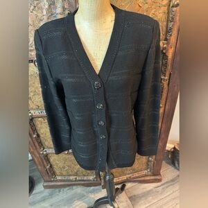 Toula‎ Women's Black Cardigan Sweater 10
